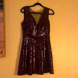 Deep purple sexy sparkly evening dress